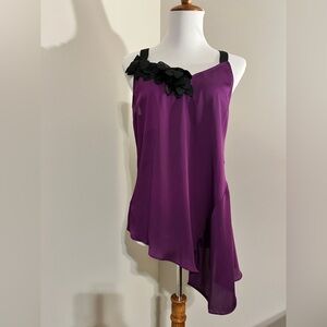 Express Purple Top with Black Floral Accent